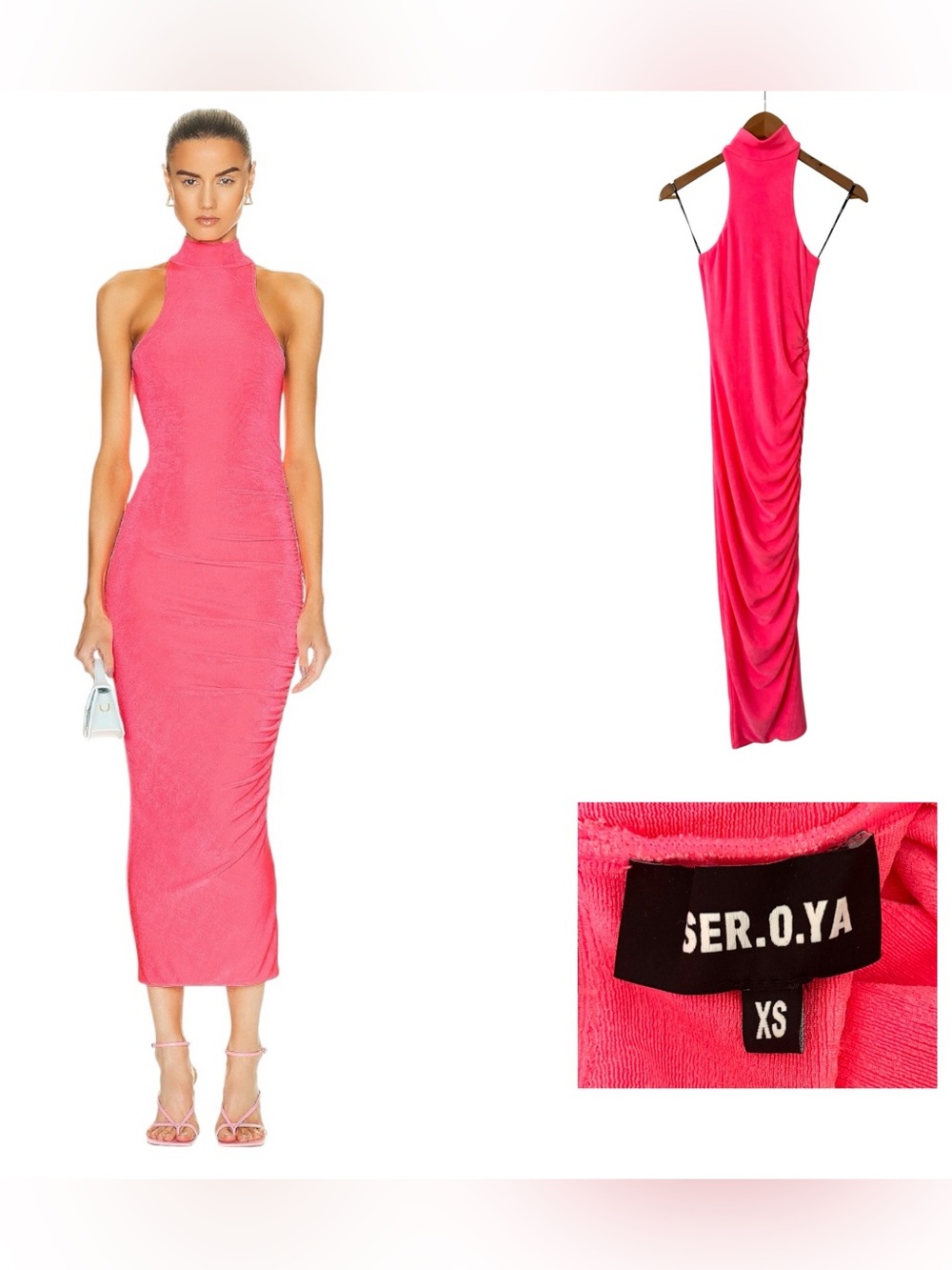 Ser.O.Ya Pink Delta Ruched Maxi Dress